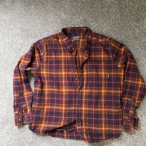 Eddie Bauer Burgundy and Orange Plaid Button-Down Shirt